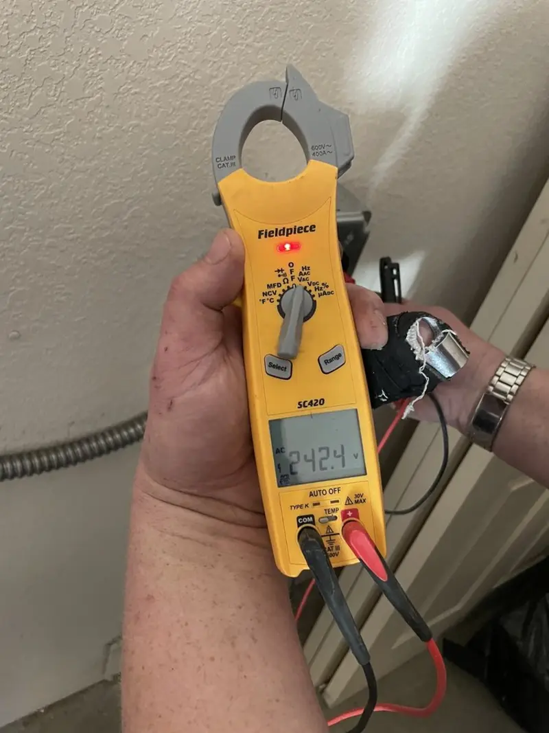 Voltage testing with clamp meter during Hot Tub / Pool Electrical Wiring in Reedsport